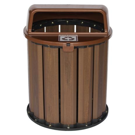 Lixeira para coleta seletiva em madeira plástica ipê 70 cm 94L tampa marrom - In brasil Menor preço em Lixeira para coleta seletiva em madeira plástica ipê 70 cm 94L tampa marrom - In brasil