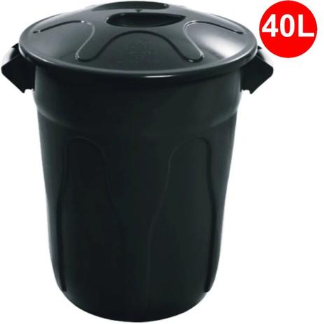 Lixeira Plástica com Tampa cor Preta 40 Litros CR40p JSN Menor preço em Lixeira Plástica com Tampa cor Preta 40 Litros CR40p JSN