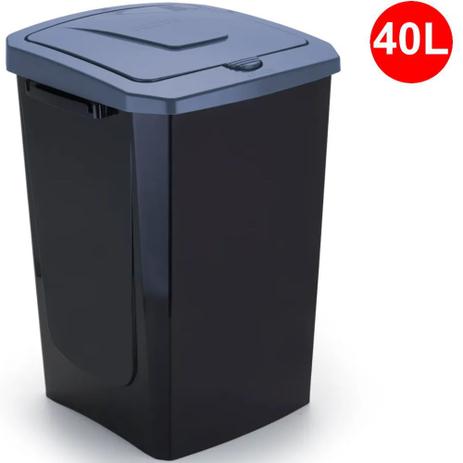Lixeira PLástica Ecofácil com Tampa Automática 40 Litros cor Preta com Tampa Prata Ref. 5073 Arthi Menor preço em Lixeira PLástica Ecofácil com Tampa Automática 40 Litros cor Preta com Tampa Prata Ref. 5073 Arthi