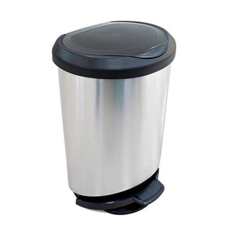 Lixeira Plástica Multiuso C/ Pedal Trava Saco 45l Label Inox - Arqplast Menor preço em Lixeira Plástica Multiuso C/ Pedal Trava Saco 45l Label Inox - Arqplast