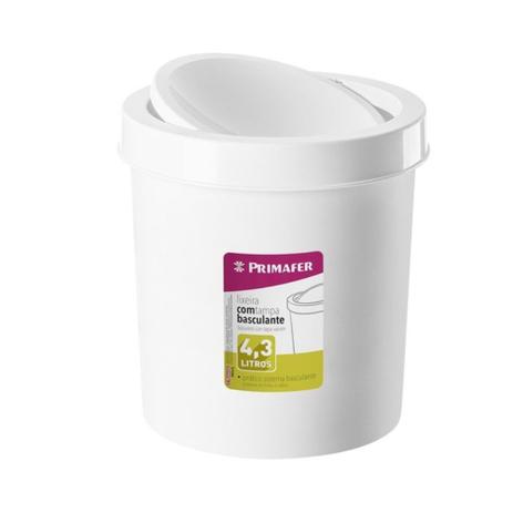 Lixeira Plástica Redonda Basculante 4,3 Litros Branca Primafer Menor preço em Lixeira Plástica Redonda Basculante 4,3 Litros Branca Primafer
