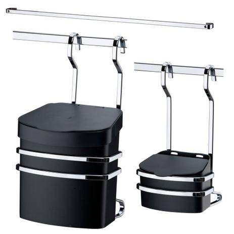 Lixeira Preta com Suporte 2,5 L + Saleiro Preto + Barra Aço 80 cm - Future Menor preço em Lixeira Preta com Suporte 2,5 L + Saleiro Preto + Barra Aço 80 cm - Future