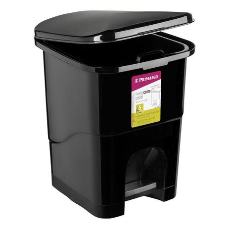 Lixeira Retangular com Pedal Plastico Preto 6 litros Primafer Menor preço em Lixeira Retangular com Pedal Plastico Preto 6 litros Primafer