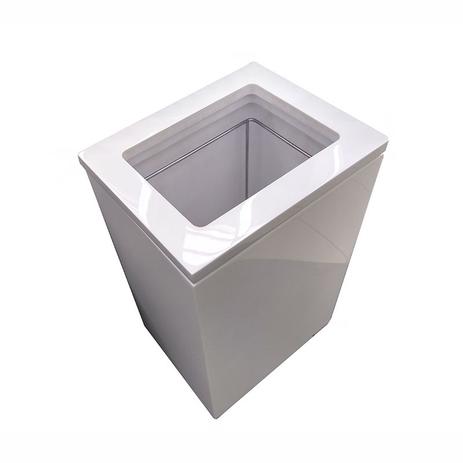 Lixeira retangular com tampa vazada branca - Banho mais é ruim? Lixeira retangular com tampa vazada branca - Banho mais é boa?