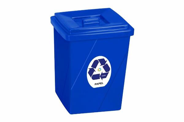 Lixeira Seletiva com Tampa 52 Litros Retangular para Papel - Só Lixeiras Menor preço em Lixeira Seletiva com Tampa 52 Litros Retangular para Papel - Só Lixeiras