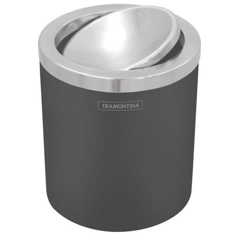 Lixeira tramontina tampa basculante em aco inox acabamento polido e corpo em polipropileno preto 5l Menor preço em Lixeira tramontina tampa basculante em aco inox acabamento polido e corpo em polipropileno preto 5l