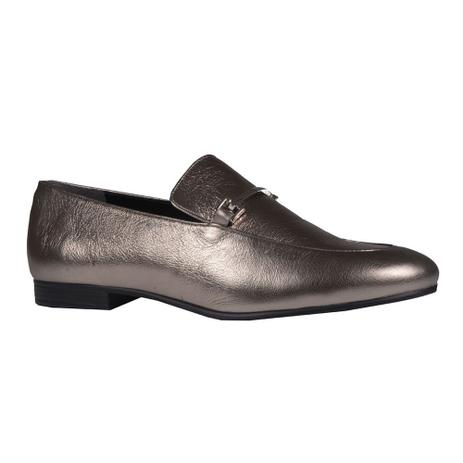 Loafer Couro Metalizado Pewter - TAMANHO 34 - Loucos Santos - Sapato Social Masculino - Magazine Luiza