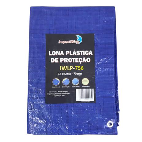 Lona Plástica Impermeável 7,5x6 Metros Reforçada Multiuso Ilhós Carreteiro Azul Importway Iwlp-756 Menor preço em Lona Plástica Impermeável 7,5x6 Metros Reforçada Multiuso Ilhós Carreteiro Azul Importway Iwlp-756
