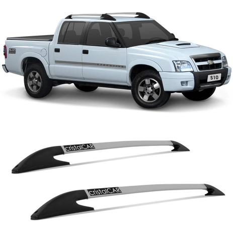 Longarina Rack de Teto Chevrolet S10 1994 a 2011 Prata Suporte 40KG Ótimo Acabamento Cristal Car Menor preço em Longarina Rack de Teto Chevrolet S10 1994 a 2011 Prata Suporte 40KG Ótimo Acabamento Cristal Car
