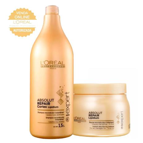 LOréal Professionnel Absolut Repair Pós Química Kit - Shampoo 1,5L + Máscara 500g Menor preço em LOréal Professionnel Absolut Repair Pós Química Kit - Shampoo 1,5L + Máscara 500g