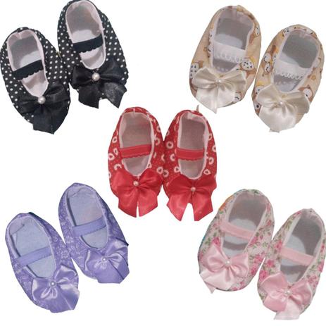 Lote com 5 sapatinhos de Tecido Bebê Menina número 15 - Duda Baby Shop -  Sapatinho de Bebê - Magazine Luiza