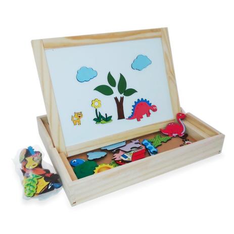 Lousa Magnética Infantil 2 em 1 Quadro Branco e Negro 64 Pçs - Carimbras Menor preço em Lousa Magnética Infantil 2 em 1 Quadro Branco e Negro 64 Pçs - Carimbras