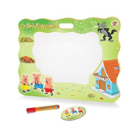 Lousa quadro branco infantil os tres porquinhos em madeira com caneta e apagador junges é boa?