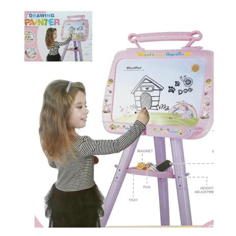 Lousa Quadro Branco Magnetico Infantil Com Cavalete E Kit De Letras E Numeros Pedestal Kit Didatico - Makeda Menor preço em Lousa Quadro Branco Magnetico Infantil Com Cavalete E Kit De Letras E Numeros Pedestal Kit Didatico - Makeda