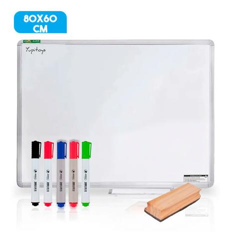 Lousa Quadro Branco Mold Aluminio 80X60 Apagador + 5 Marcadores - SZ/STA/CORT Menor preço em Lousa Quadro Branco Mold Aluminio 80X60 Apagador + 5 Marcadores - SZ/STA/CORT