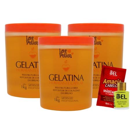 Love Potion Kit 3 Gelatina Capilar Mega Hidratante+ Óleo Argan+ Sachê Amacia Bel Menor preço em Love Potion Kit 3 Gelatina Capilar Mega Hidratante+ Óleo Argan+ Sachê Amacia Bel
