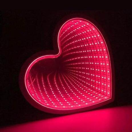Luminaria 3d Coracao Infinito Led Espelho Luz Profundidade Quarto (QZ3803) - Braslu é boa?