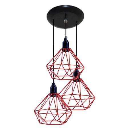 Luminaria Aramado modelo Diamante - 03 Juntos Na Mesma Canopla - Vermelho - Lustres amandini é boa?
