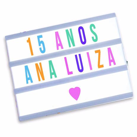 Luminária Cinema Light Box Led A4 96 Letras Números Ícones Colorida - Coisaria Menor preço em Luminária Cinema Light Box Led A4 96 Letras Números Ícones Colorida - Coisaria