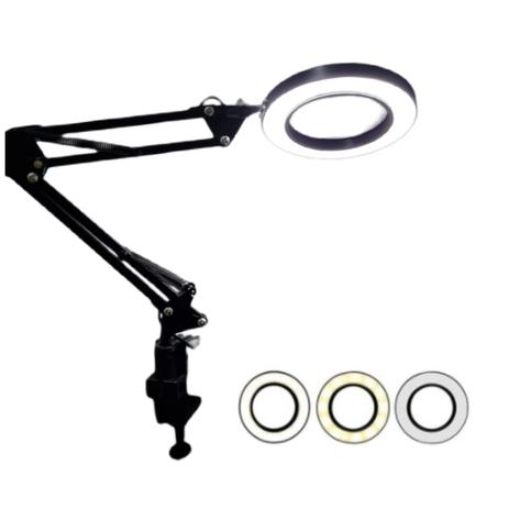 Luminária Com Lupa Articulável Led Ring Light Garra E Base - TEEM Menor preço em Luminária Com Lupa Articulável Led Ring Light Garra E Base - TEEM