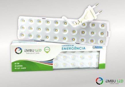 Luminária de emergência 2W 6400k 30 LEDS Embu LED Menor preço em Luminária de emergência 2W 6400k 30 LEDS Embu LED