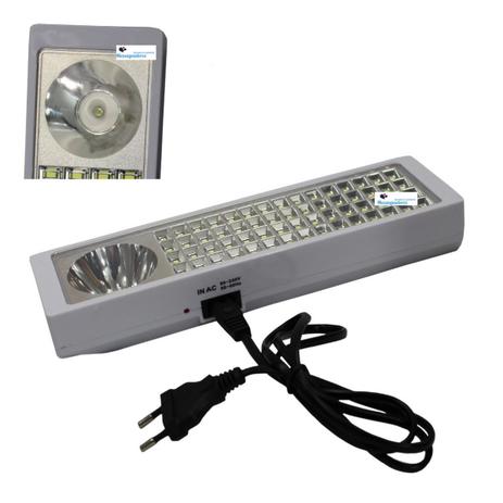 Luminaria de emergencia e lanterna led com 60 leds slim luz profissional recarregavel - Gimp Menor preço em Luminaria de emergencia e lanterna led com 60 leds slim luz profissional recarregavel - Gimp