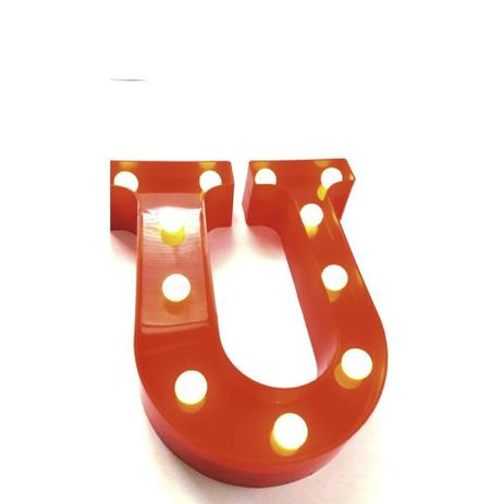 Luminária De Led Letra U Vermelha 22Cm Decoração - Lunneimport Menor preço em Luminária De Led Letra U Vermelha 22Cm Decoração - Lunneimport