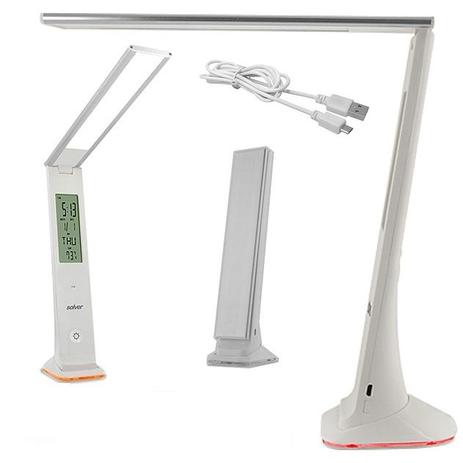 Luminaria de mesa com lcd e led multifuncional com relogio termometro despertador e calendario ajust - Solver Menor preço em Luminaria de mesa com lcd e led multifuncional com relogio termometro despertador e calendario ajust - Solver