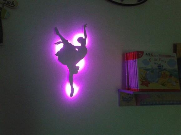 Luminária Decorativa de Parede Bailarina led Rosa - J r personalização em mdf Menor preço em Luminária Decorativa de Parede Bailarina led Rosa - J r personalização em mdf