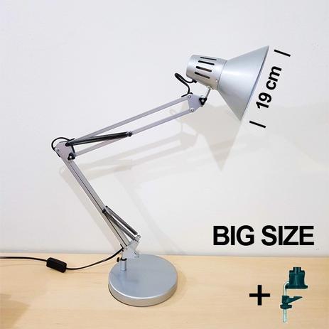 Luminária Grande Mesa Articulável Retrô Vintage Estudo Leitura Prata com Garra LM1785 - Eluminárias - Eluminarias Menor preço em Luminária Grande Mesa Articulável Retrô Vintage Estudo Leitura Prata com Garra LM1785 - Eluminárias - Eluminarias