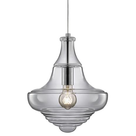 Luminária Lustre Pendente 27X35X27Cm Vidro Fumê - Mart Menor preço em Luminária Lustre Pendente 27X35X27Cm Vidro Fumê - Mart