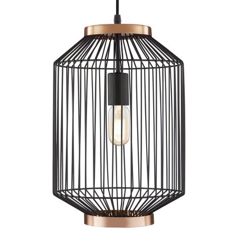Luminária Lustre Pendente 27X43X27Cm Metal Preto - Mart Menor preço em Luminária Lustre Pendente 27X43X27Cm Metal Preto - Mart
