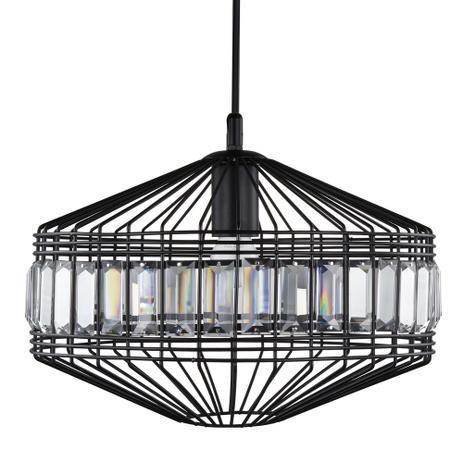 Luminária Lustre Pendente C/Cristais 36X28X36Cm Metal Preto - Mart Menor preço em Luminária Lustre Pendente C/Cristais 36X28X36Cm Metal Preto - Mart