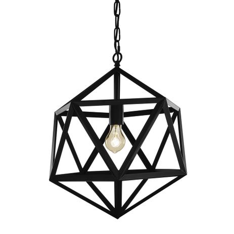 Luminária Lustre Pendente Industrial 31X37X31Cm Metal Preto - Mart Menor preço em Luminária Lustre Pendente Industrial 31X37X31Cm Metal Preto - Mart