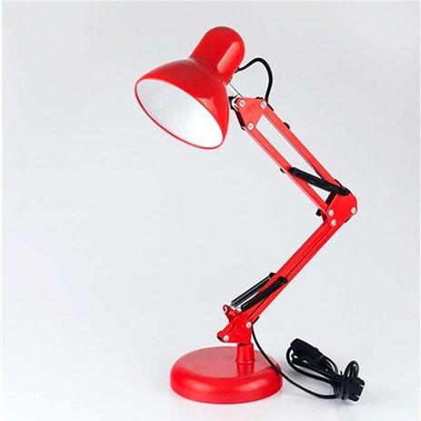 Luminária Mesa Articulável Retrô Vintage Estudo Leitura Vermelha Base e Garra LM1781 - Eluminarias Menor preço em Luminária Mesa Articulável Retrô Vintage Estudo Leitura Vermelha Base e Garra LM1781 - Eluminarias