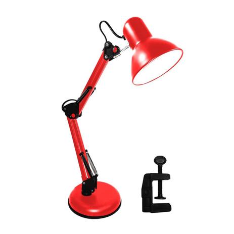 Luminária Mesa Metal Abajur Lâmpada Articulável Base Garra Flex Vermelho MT-811C-R - Magrace Menor preço em Luminária Mesa Metal Abajur Lâmpada Articulável Base Garra Flex Vermelho MT-811C-R - Magrace