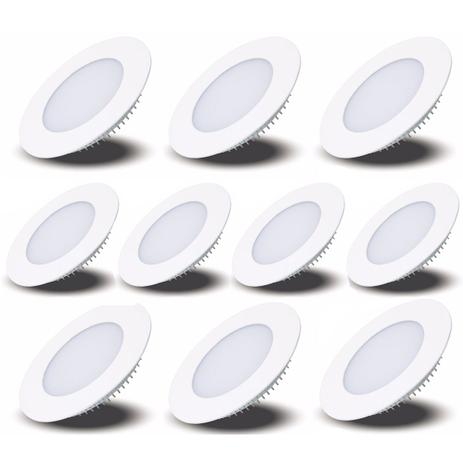 Luminária Painel Led Plafon de Embutir Redondo 6W Branco Frio Kit 10 - Ctb Menor preço em Luminária Painel Led Plafon de Embutir Redondo 6W Branco Frio Kit 10 - Ctb