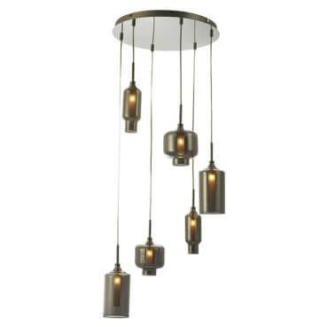 Luminaria Pendente PE-026 6 Lâmpadas 48cm Fumê Mais Luz Menor preço em Luminaria Pendente PE-026 6 Lâmpadas 48cm Fumê Mais Luz