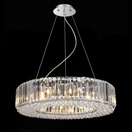 Luminaria Pendente PE-035 12 Lâmpadas 60cm Cristal Mais Luz Menor preço em Luminaria Pendente PE-035 12 Lâmpadas 60cm Cristal Mais Luz