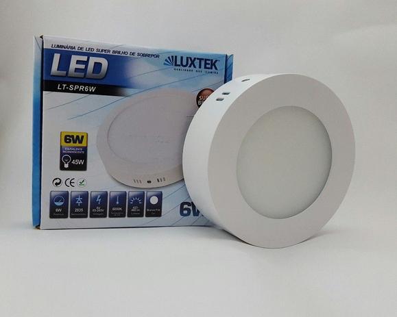 Luminária Plafon LED 6w Sobrepor Branco Frio Redonda - LUXTEK Menor preço em Luminária Plafon LED 6w Sobrepor Branco Frio Redonda - LUXTEK