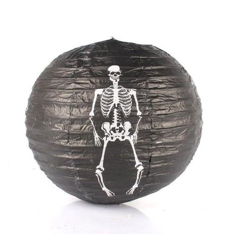 Luminária Redonda de Papel 25cm Caveiras - Aluá festas é boa?