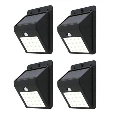 Luminária Solar 20 Leds Com Sensor De Presença E Movimento Kit 4 - Roya Menor preço em Luminária Solar 20 Leds Com Sensor De Presença E Movimento Kit 4 - Roya