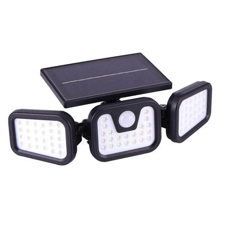 Luminaria Solar 74 leds 3 Cabeças Parede Sensor Proximidade Articuladas Ajustavel Giratoria - AB MIDIA Menor preço em Luminaria Solar 74 leds 3 Cabeças Parede Sensor Proximidade Articuladas Ajustavel Giratoria - AB MIDIA