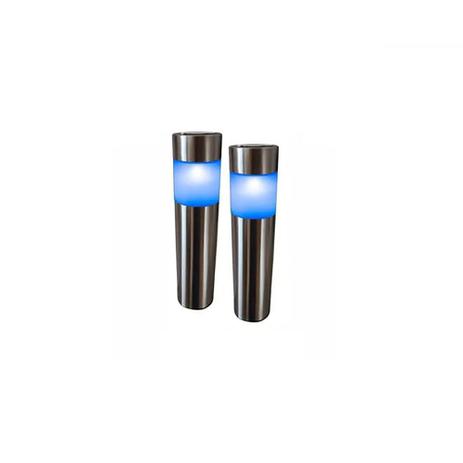 Luminária Solar de Jardim Kit Com 2 Postes Inox Led Azul 6119 Dni Menor preço em Luminária Solar de Jardim Kit Com 2 Postes Inox Led Azul 6119 Dni