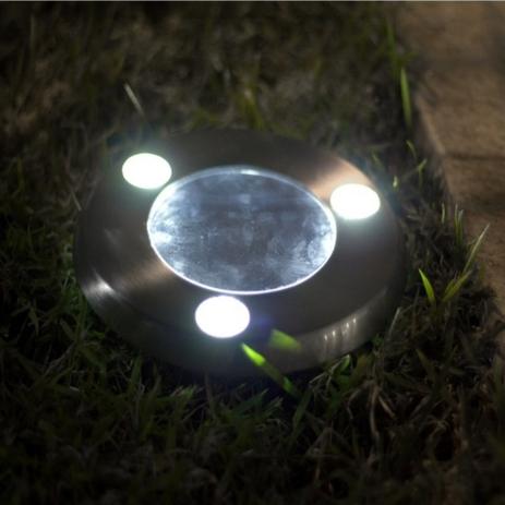 Luminária Solar jardim 3 led branco balizador inox decks piscina gramado prova de água - Ecoforce Menor preço em Luminária Solar jardim 3 led branco balizador inox decks piscina gramado prova de água - Ecoforce