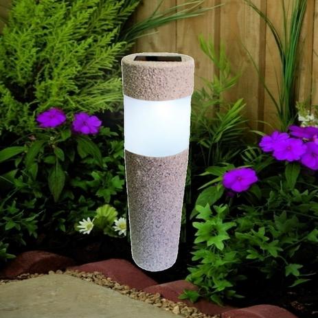 Luminária Solar jardim led branco balizador rustico prova de água - Ecoforce Menor preço em Luminária Solar jardim led branco balizador rustico prova de água - Ecoforce