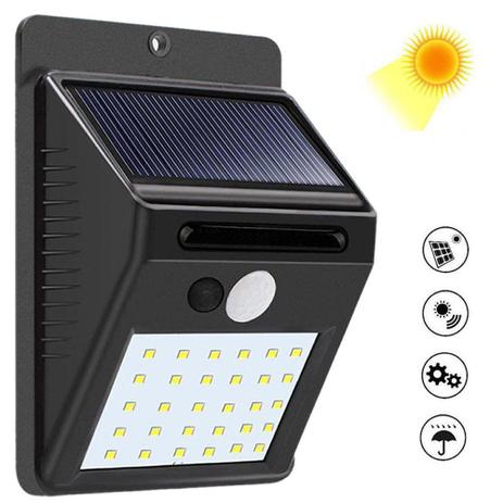 Luminária Solar Parede 30 Leds Sensor Movimento CBRN08810 - Commerce brasil Menor preço em Luminária Solar Parede 30 Leds Sensor Movimento CBRN08810 - Commerce brasil