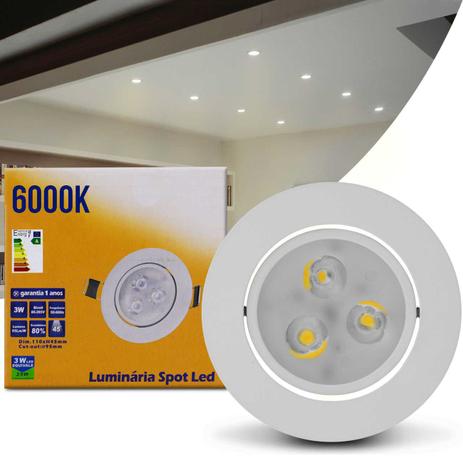 Luminária Teto Spot LED 3W Redonda Direcionável 6000K Branca Bivolt Alumínio Embutir Gesso Sanca - Prime é boa?