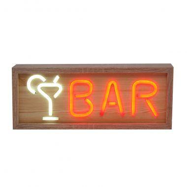 Luminoso led de madeira e vidro bar 42cm x 17cm x 5cm - Btc decor Menor preço em Luminoso led de madeira e vidro bar 42cm x 17cm x 5cm - Btc decor