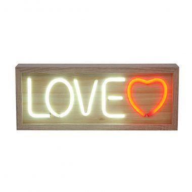 Luminoso led de madeira e vidro love 42cm x 17cm x 5cm - Btc decor Menor preço em Luminoso led de madeira e vidro love 42cm x 17cm x 5cm - Btc decor